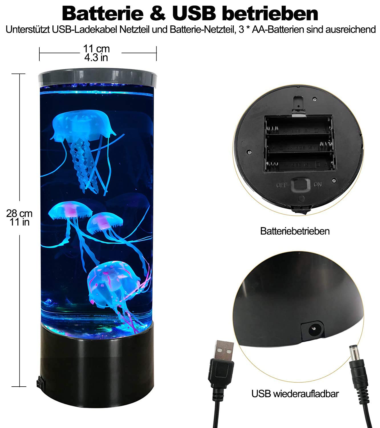 Jellyfish Lava Lamp Multicolour Changing Aquarium Night Light with 5 Luminous Jellyfish Electric Tank Mood Light Home Office Room Desk Decor Lamp Gift for Kids Men Women