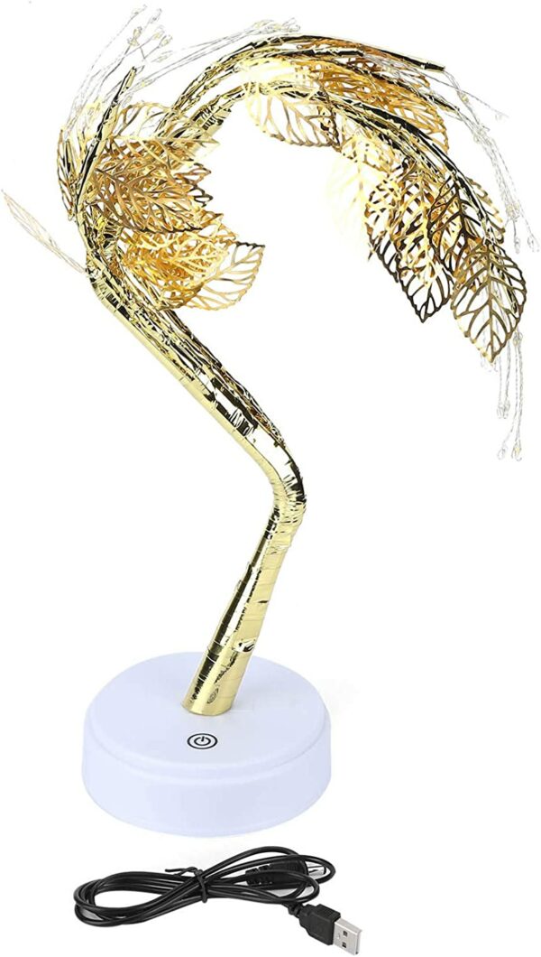 D-3 72 LED Golden Leaves Tree Table Lamp With Base DC USB /Battery Operated