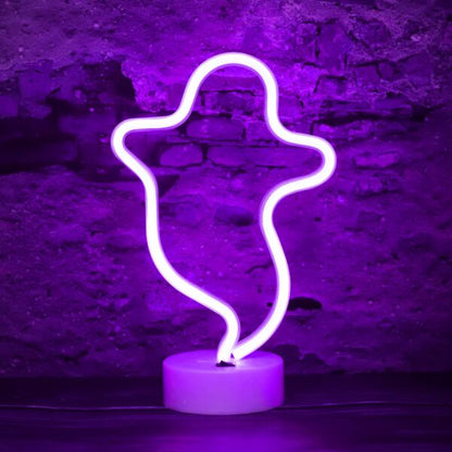 B-25 USB DC Cable Or Battery Operated Ghost Neon Lamp With Base And On/Off Switch