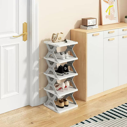 Smart Store Collapsible Shoes Stand,Shoe Tower Rack Suit for Small Spaces,Closet,Small Entryway,Easy Assembly and Stable in Structure,Corner Storage Cabinet for Saving Space