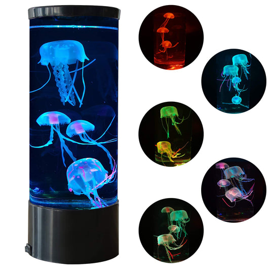 Jellyfish Lava Lamp Multicolour Changing Aquarium Night Light with 5 Luminous Jellyfish Electric Tank Mood Light Home Office Room Desk Decor Lamp Gift for Kids Men Women