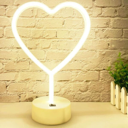B-2 USB DC Cable Or Battery Operated Heart Neon Lamp With Base