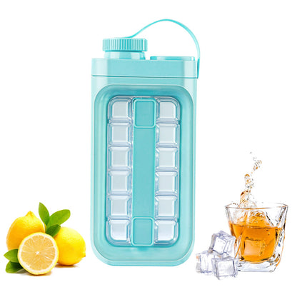 Ice Cube Trays Freezer 2 in 1 Portable Ice Tray Bottle with Lid Holds 17 Ice Cubes