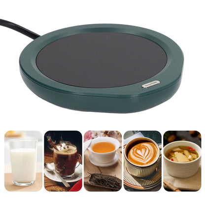 Rechargeable Mug Warmer, Power Saving Coffee Mug Warmer ABS Material EU Plug 220V Automatic Power Off Protection for Coffee for Office (Green)