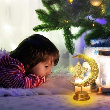 Battery Operated Moon Shaped Iron Star Light Warm White