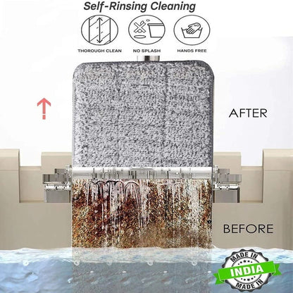 Scratch Cleaning Mop with 2 in 1 Self Clean Wash Dry Hands Free Flat Mop