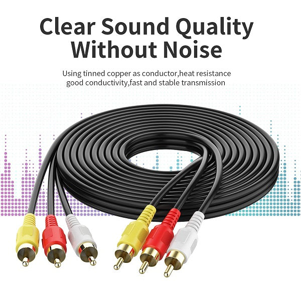 3RCA Male To 3 RCA Male Video Audio Cable 1.2m