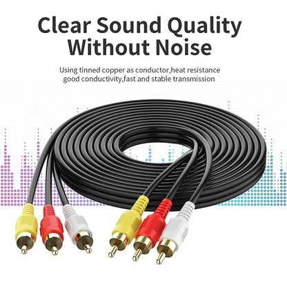 3RCA Male To 3 RCA Male Video Audio Cable 1.2m