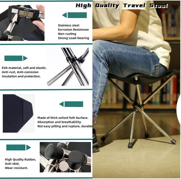 183573 Small Travel Foldable Camping Stool With Bag