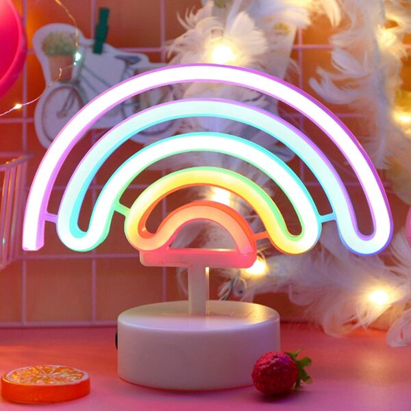 B-29 USB DC Cable Or Battery Operated Rainbow Neon Lamp With Base