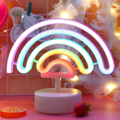 B-29 USB DC Cable Or Battery Operated Rainbow Neon Lamp With Base