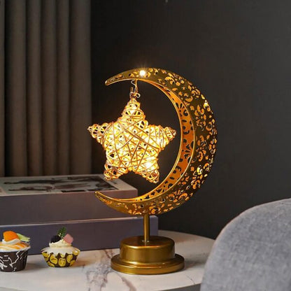 Battery Operated Moon Shaped Iron Star Light Warm White