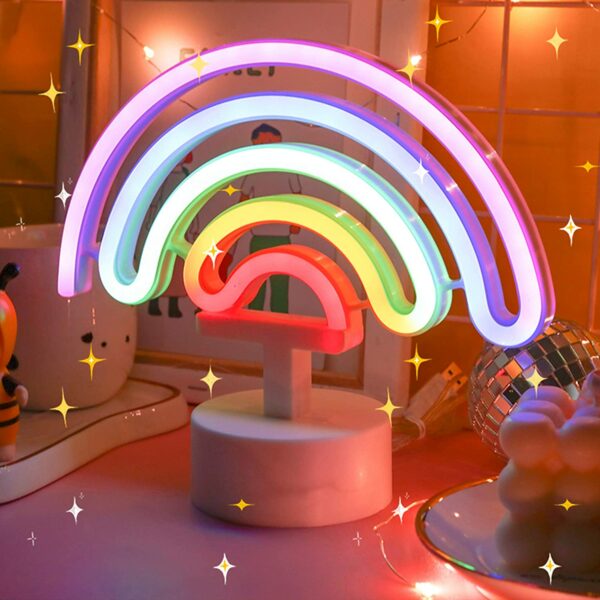 B-29 USB DC Cable Or Battery Operated Rainbow Neon Lamp With Base