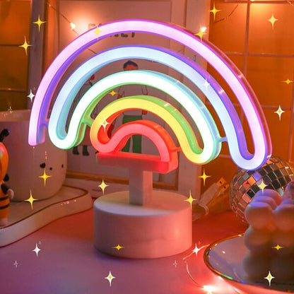B-29 USB DC Cable Or Battery Operated Rainbow Neon Lamp With Base