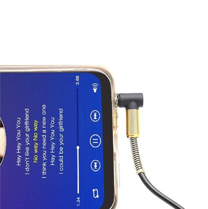 Wolulu AS-51201 90° Angle 3.5mm Spring Auxiliary Cable 1.8m