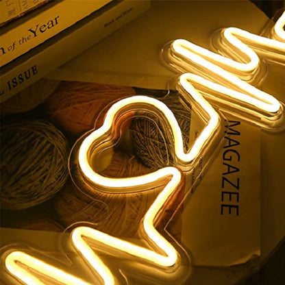 C-8 USB Powered Heart Rate Neon Lamp With Back Plate + On Off Switch