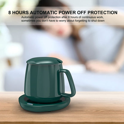 Rechargeable Mug Warmer, Power Saving Coffee Mug Warmer ABS Material EU Plug 220V Automatic Power Off Protection for Coffee for Office (Green)