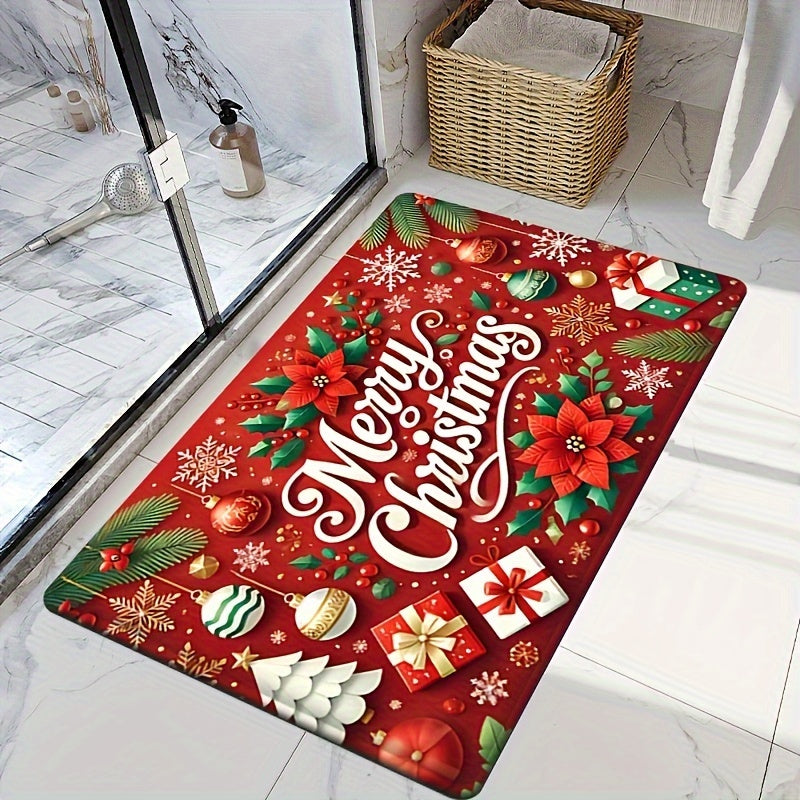 1Pc Extra Large Floor Mat Burgundy Red & Golden