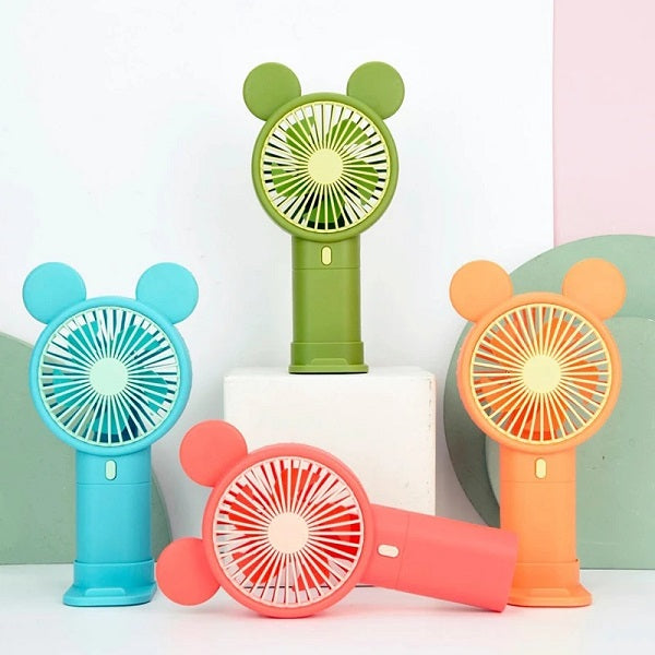 933-131D Mini Rechargeable Cartoon Fan With Phone Holder Base