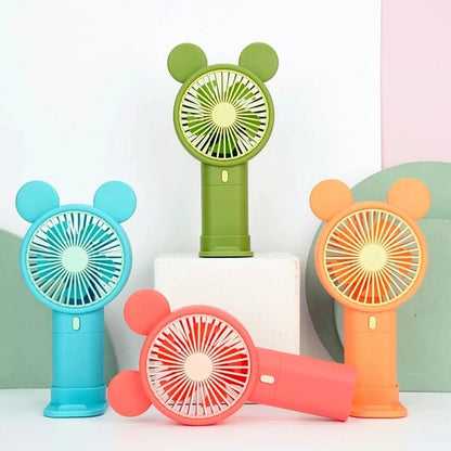 933-131D Mini Rechargeable Cartoon Fan With Phone Holder Base