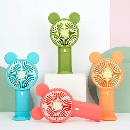 933-131D Mini Rechargeable Cartoon Fan With Phone Holder Base