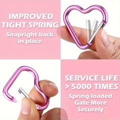 1pc/5pcs Heart Shaped Spring Hook Keychain  Aluminum Alloy  Pink  for Outdoor  Backpack  Daily Wear