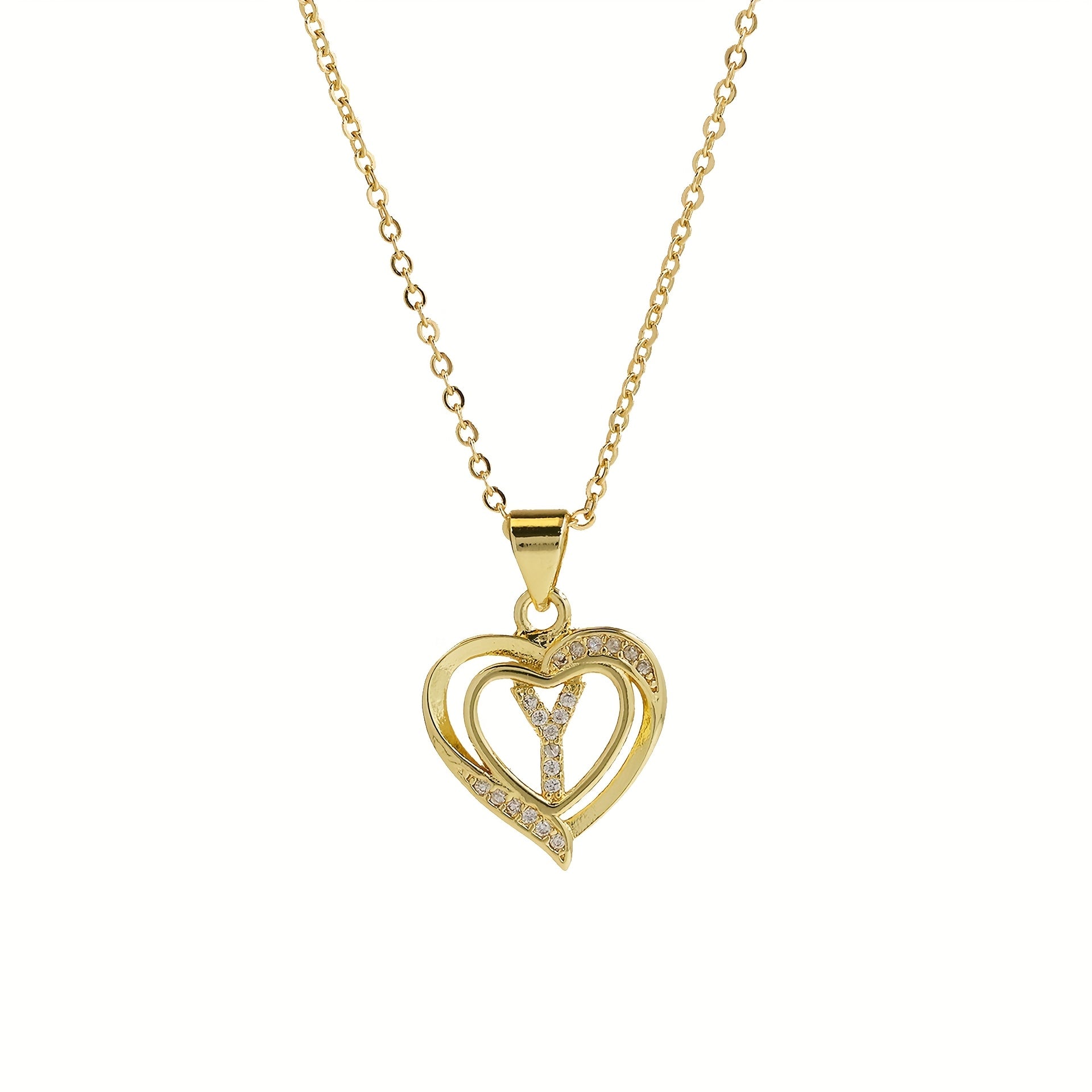 1pc 's Initial Necklace   1 Golden Plated Golden Plated Heart Pendant with A Z Letters (A Z)   Name Jewelry Gift for Wedding  Mother's Day    Elegant Golden Tone Initial Charm for Casual Attire & Special Occasions  for Teenager