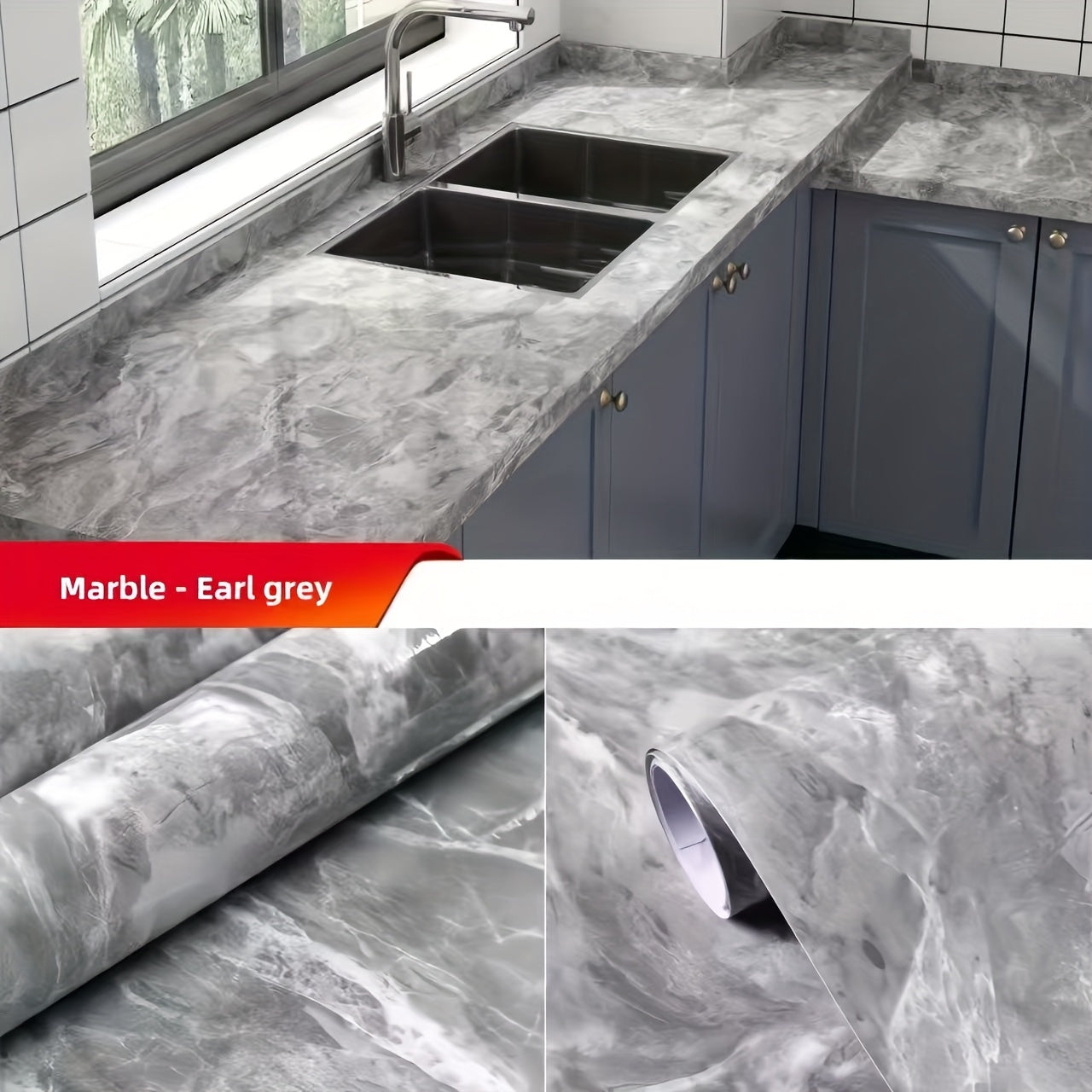 Luxury Marble Floor Sticker   Durable  Waterproof  Rust Proof Ceramic Tile Decal for Kitchen  Bathroom  Living Room   Easy Peel & Stick PVC Wallpaper for Home Renovation  Pet Damage Repair  Home Decoration | Marble Floor Effect | Easy Installation Sticker