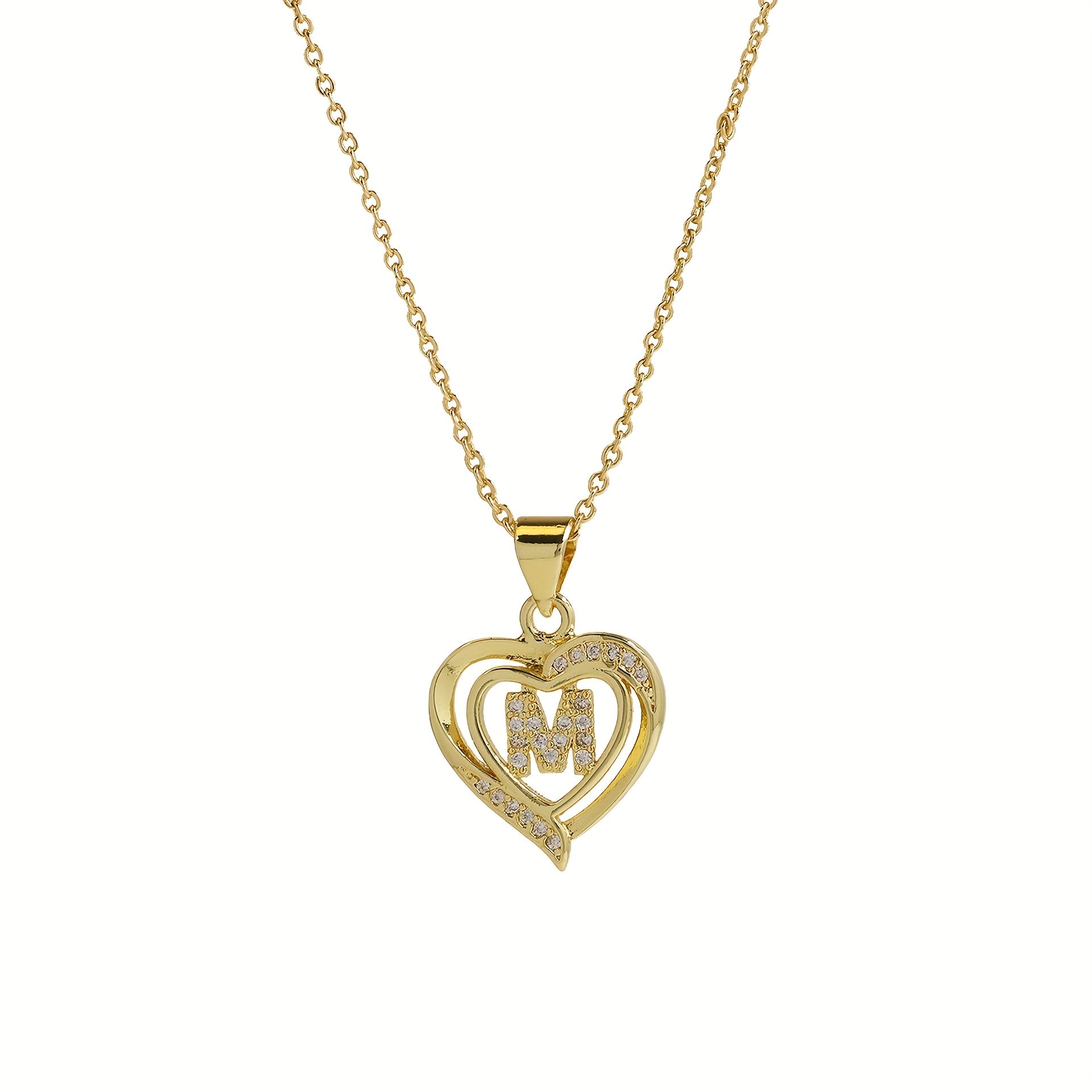 1pc 's Initial Necklace   1 Golden Plated Golden Plated Heart Pendant with A Z Letters (A Z)   Name Jewelry Gift for Wedding  Mother's Day    Elegant Golden Tone Initial Charm for Casual Attire & Special Occasions  for Teenager