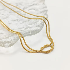 1pc Adjustable Stainless Steel Knot Chain Necklace   18K Golden Plated  Versatile Unisex Jewelry for Daily Wear & Festive Occasions  Urban Fashion Style  Festive Accessory|Minimalist Necklace|Durable Chain  Necklace for Women  Short Necklaces for Women Hi