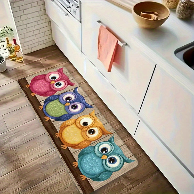 1Pc Of Cartoon Owl Pattern Long Strip Mat Flannel