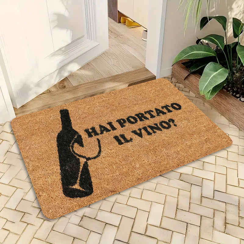 1Pc Italian Wine Themed Doormat With "Hai Portato Il