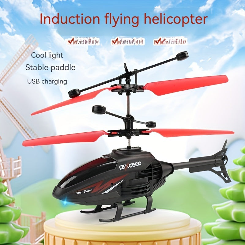 Indoor Children's Toy Aircraft With Remote Control, Gesture Sensing Lights, Crash Resistance, And Suspended Flight Model, Remote Control Sensing Aircraft With Cartoon Design For Children