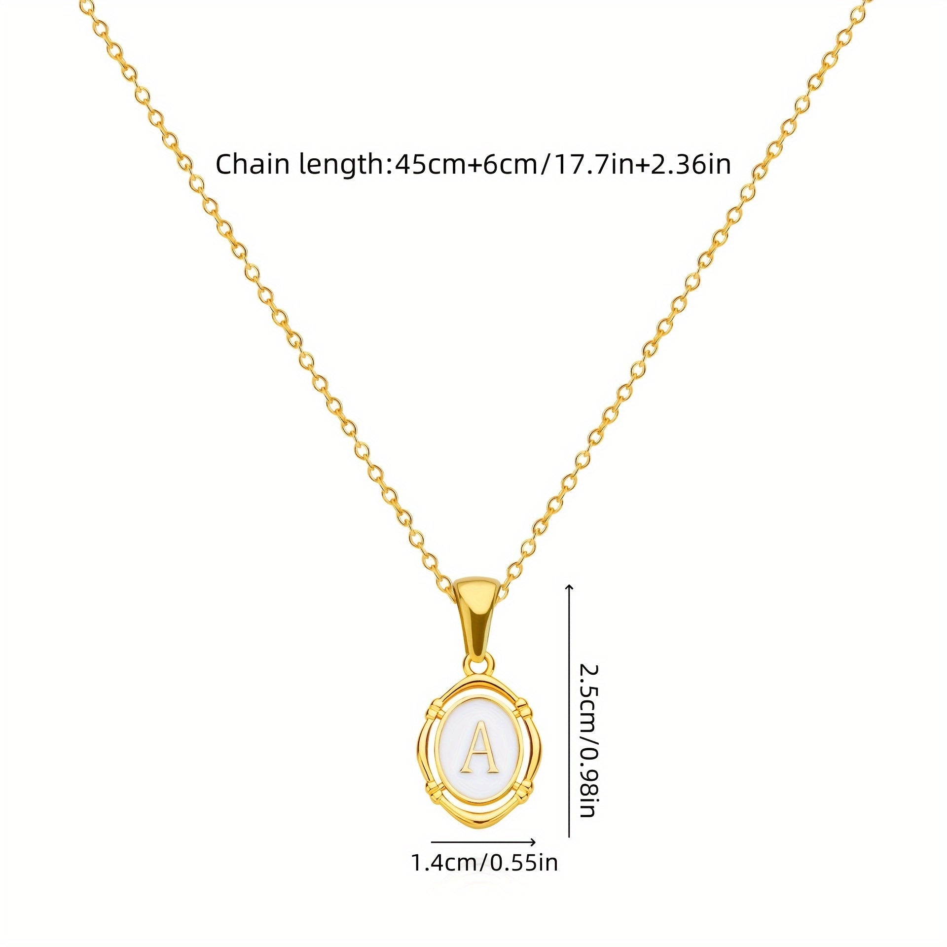 1pc 201 Stainless Steel A Z Alphabet Fashion Simple Initial Necklace  14K Gold Plated  for Ladies  Teenage Girls  Friend  Graduation Gift