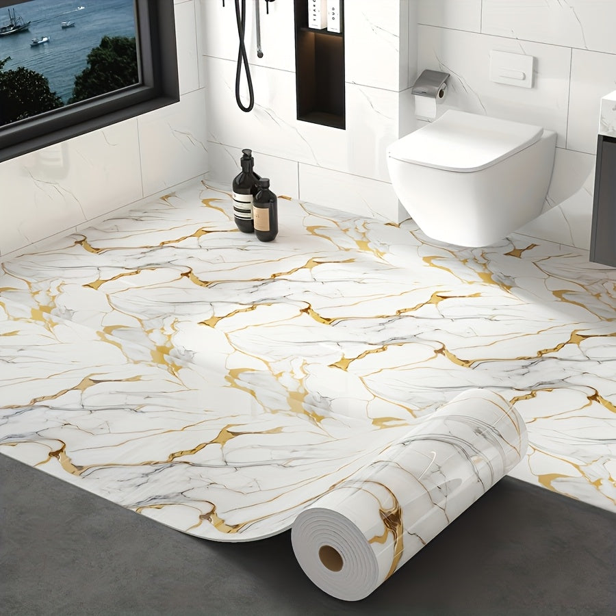 2 Rolls  15.7x118 Inch Thickened Version  3mm Thickness  Easy to Peel and Apply Vinyl Flooring Durable and Removable Waterproof Marble Tile Stickers. Self Adhesive Modern  Marble Pattern Floor Tile Decals  Suitable For Kitchen  Living Room  Office