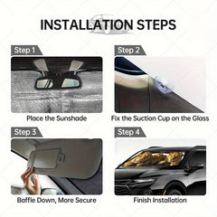 1pc Five Lions Car Travel Pattern Design RV Front Window Windshield Sun Shade Featuring 4 Complimentary Suction Cups  a Foldable Sun Visor That Blocks UV Rays And Provides Heat Protection DQDG27.