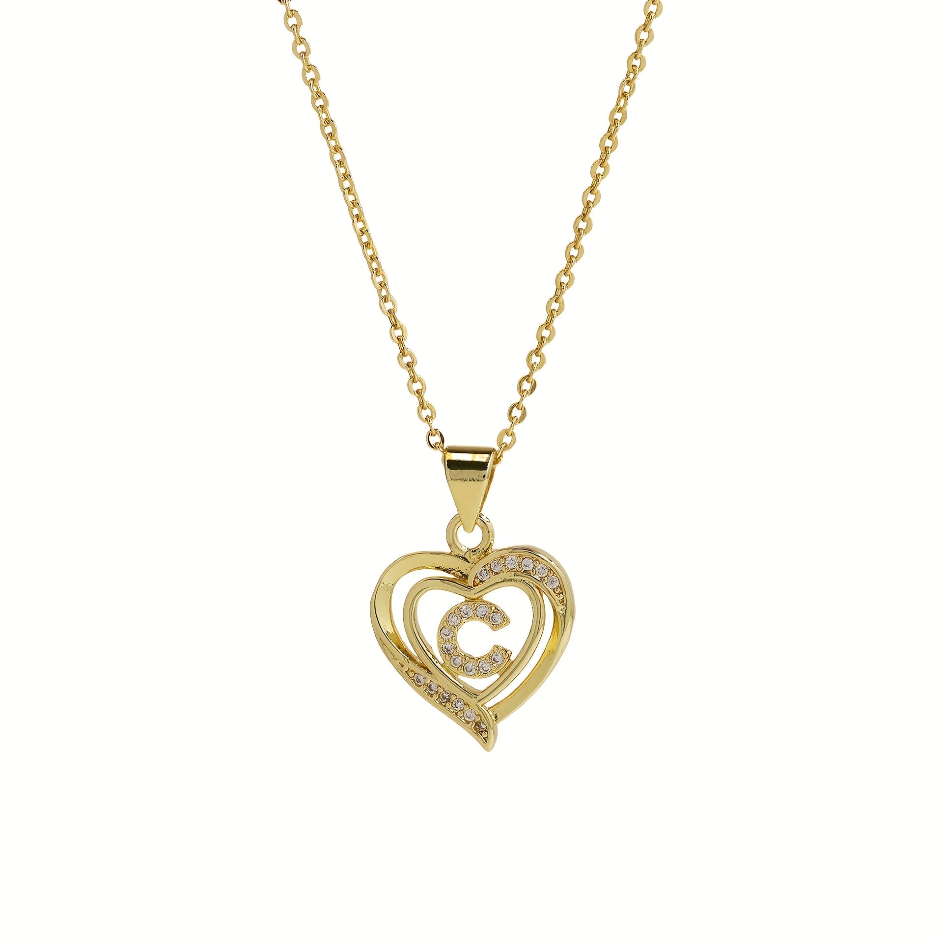 1pc 's Initial Necklace   1 Golden Plated Golden Plated Heart Pendant with A Z Letters (A Z)   Name Jewelry Gift for Wedding  Mother's Day    Elegant Golden Tone Initial Charm for Casual Attire & Special Occasions  for Teenager