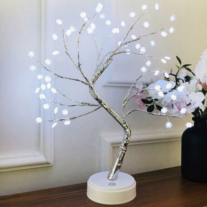 D-7 60 LED White Snowflake Table Lamp With Base USB DC /Battery Operated
