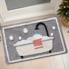 1Pc Flannel Doormat Bathtub Design 450G/㎡ 10Mm Thickened For