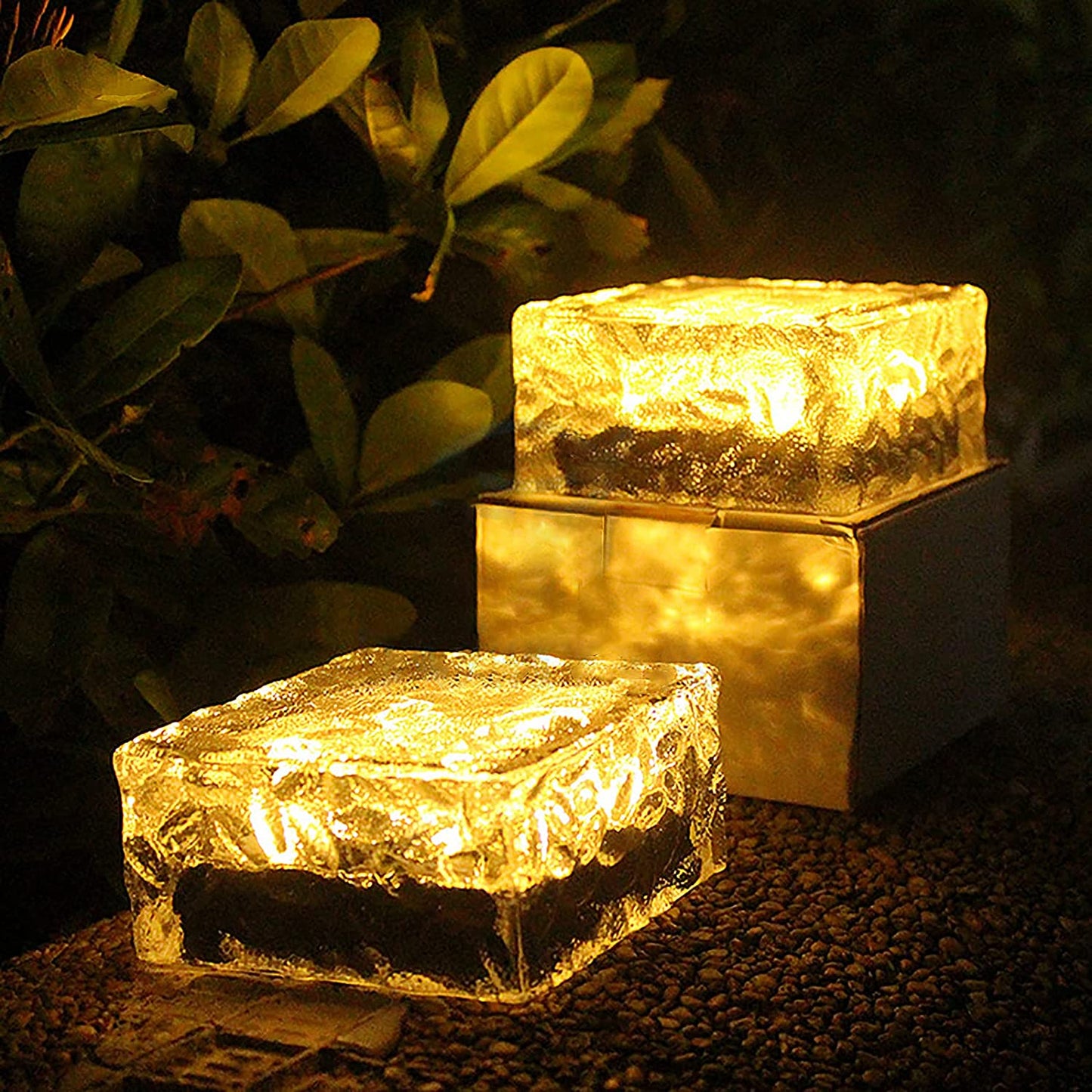 FA-LC57A Solar Powered Ice Bricks Garden Light Warm White 2pcs