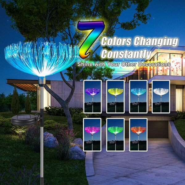 FA-LC50 Solar Powered Dandelion Garden Decor 7 Colour Changing Light 2 Pcs