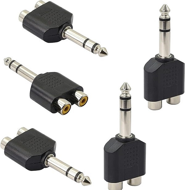 6.35mm Stereo Audio Plug To 2 RCA Female Splitter Adapter Pack Of 100