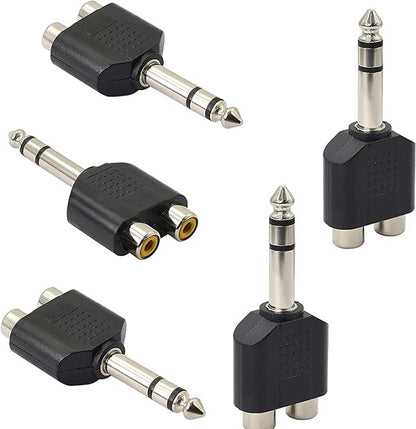 6.35mm Stereo Audio Plug To 2 RCA Female Splitter Adapter Pack Of 100