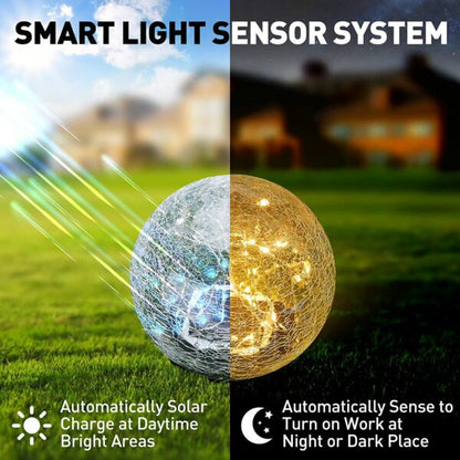 FA-LC58A Solar Power Globe Garden Lights Warm White 2PCS Diameter 12cm