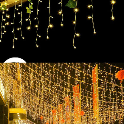 ZYF-100 LED Fairy Curtain Light with Tail Plug Extension Warm White 6×0.52m