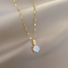 Stainless Steel 18K Gold Plated Plated Micro Set Synthetic Cubic Zirconiaia Pendant Necklace Trendy Adjustable Minimalist Chain Jewelry Gift for Women and Men