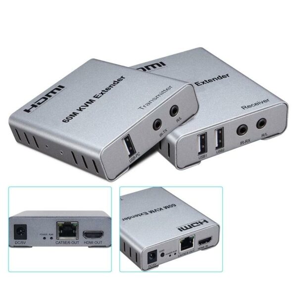 HDMI Extender 60M KVM Single Network Cable Transmission 1080P/60Hz HD Signal Extender with Audio
