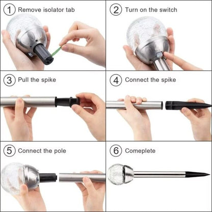 Aerbes AB-TY67 Solar Powered Cracked Glass Effect RGB And White 6 pcs