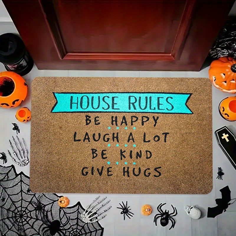 1Pc House Rules Welcome Mat Be Happy/Laugh Lot/Be Kind/Give