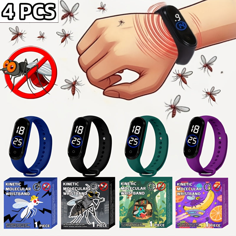 (Physical Method) 4pcs/set Household Insect Proof Watch  Women's Insect Bite Proof Watch  Outdoor Men's Mosquito Interference Watch  Summer Mosquito Proof  Suitable for Both Men and Women  Comfortable to Wear  Non toxic and Odorless